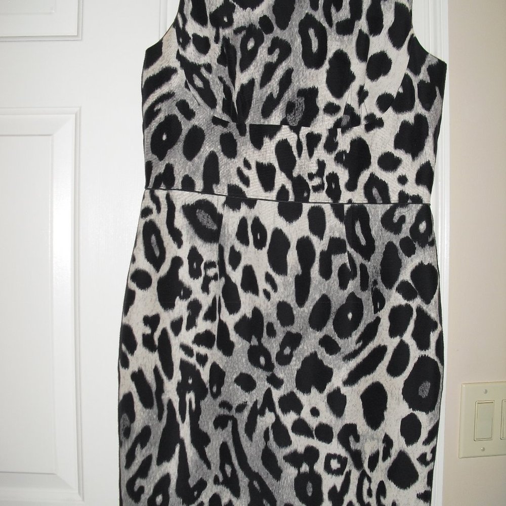 ANN TAYLOR Sleeveless Black / Gray Leopard Cheeta Womens Dress - Sleeveless
